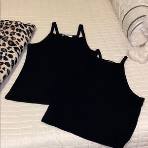 2/$15 Black Cropped Ribbed Tops